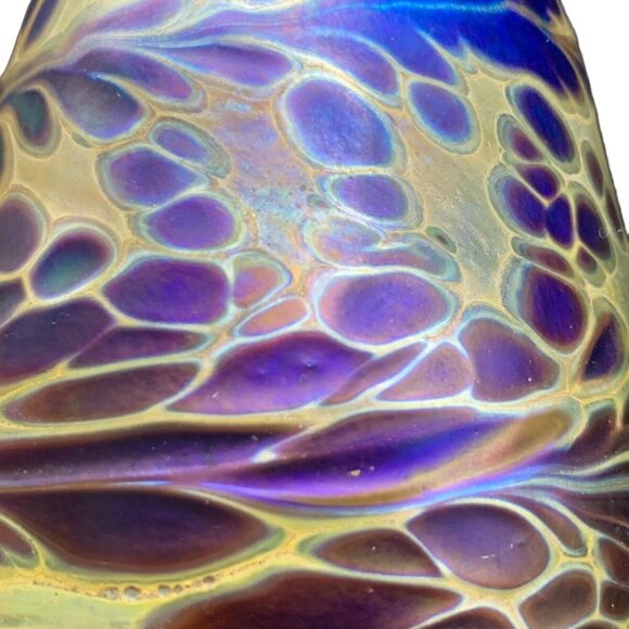 Brian Maytum Studios Signed 1990? Art Glass Iridescent Oil Lamp Gold Purple EXC! - Picture 5 of 8